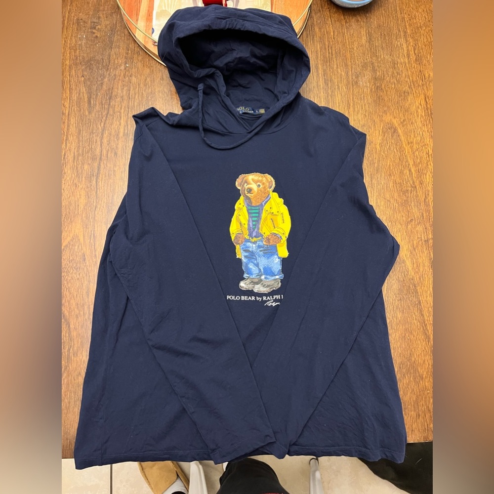Polo Ralph Lauren polo bear long sleeve hooded t shirt size L